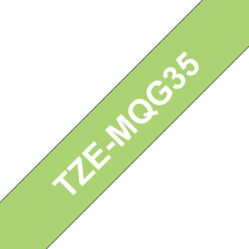 Brother TZE-MQG35 DirectLabel white on green Laminat 12mm x 5m for Brother P-Touch TZ 3.5-18mm/6-12mm/6-18mm/6-24mm/6-36mm