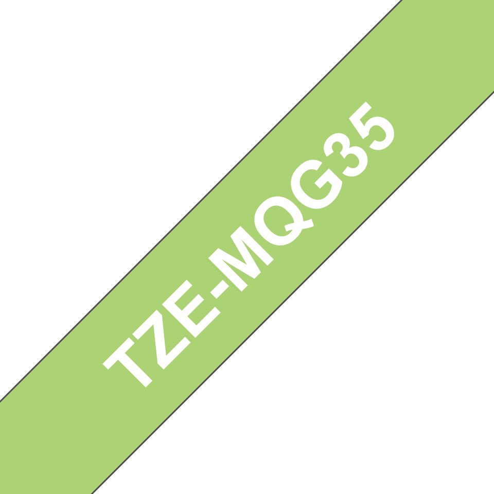 Brother TZE-MQG35 DirectLabel white on green Laminat 12mm x 5m for Brother P-Touch TZ 3.5-18mm/6-12mm/6-18mm/6-24mm/6-36mm