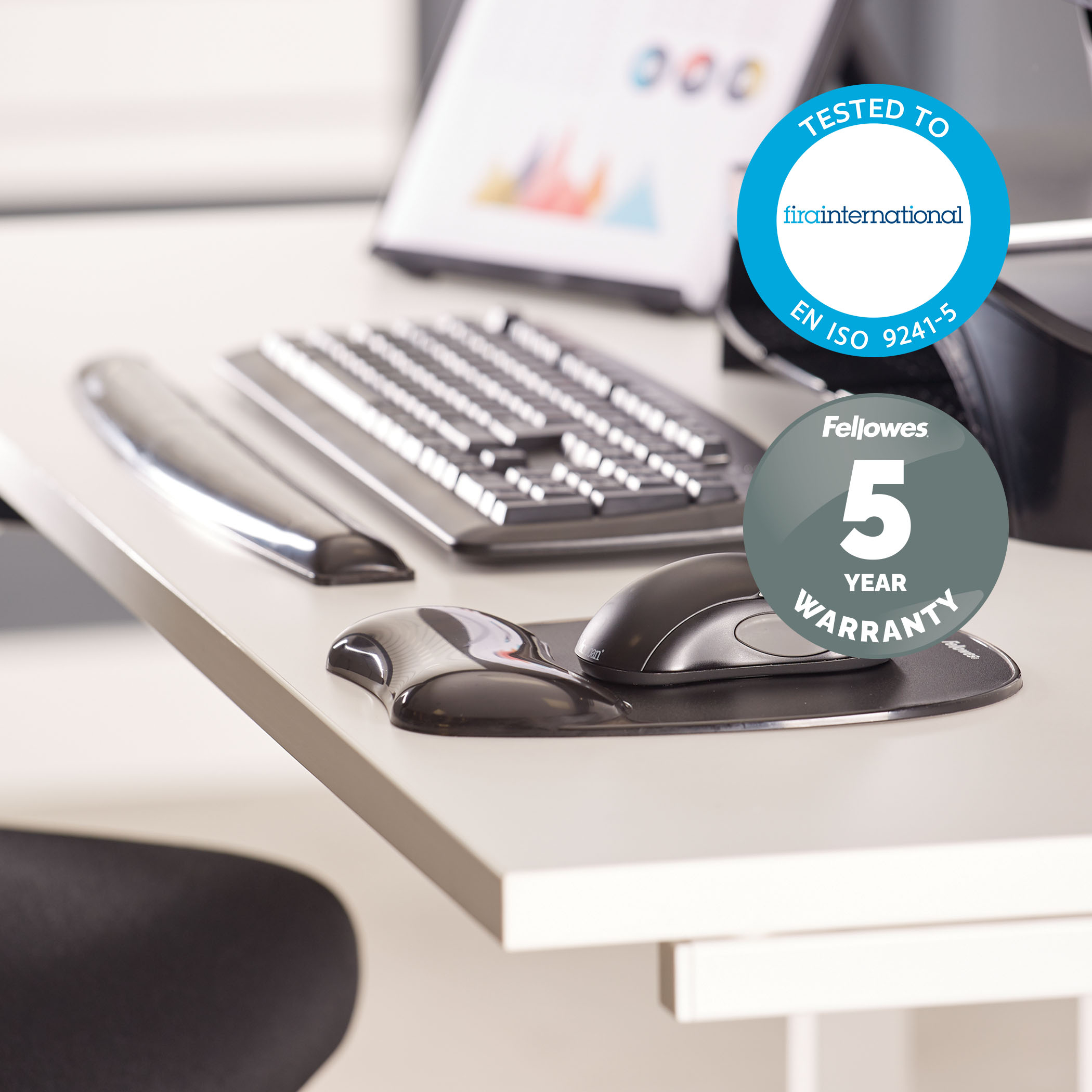 04da9c00147eecd5156779fc5407727632b32eae Fellowes Mouse Mat Wrist Support - Crystals Gel Mouse Pad with Non Slip Rubber Base - Ergonomic Mouse Mat for Computer, Laptop, Home Office Use - Compatible with Laser and Optical Mice - Black