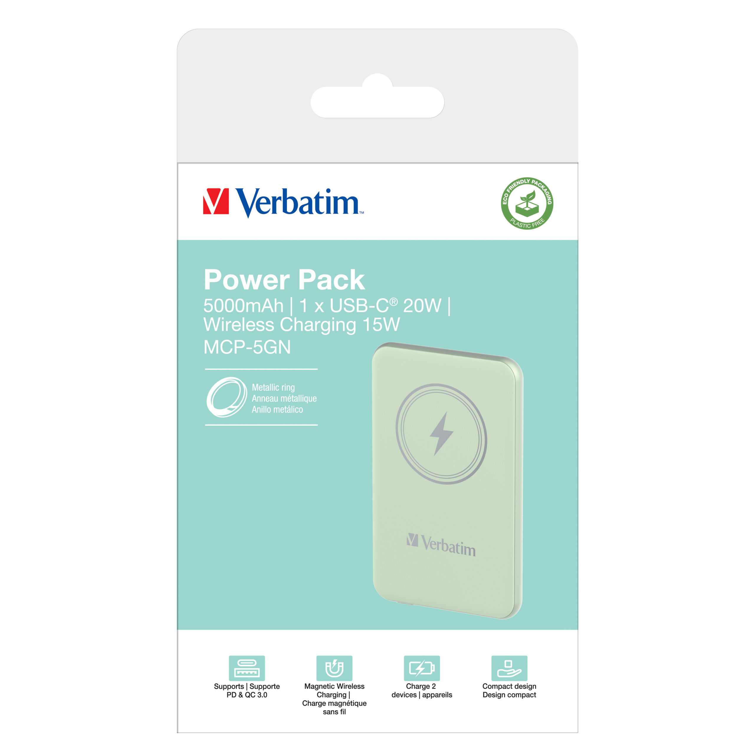 Verbatim Charge ´n´ Go Magnetic Wireless Power Bank 5000mAh Green