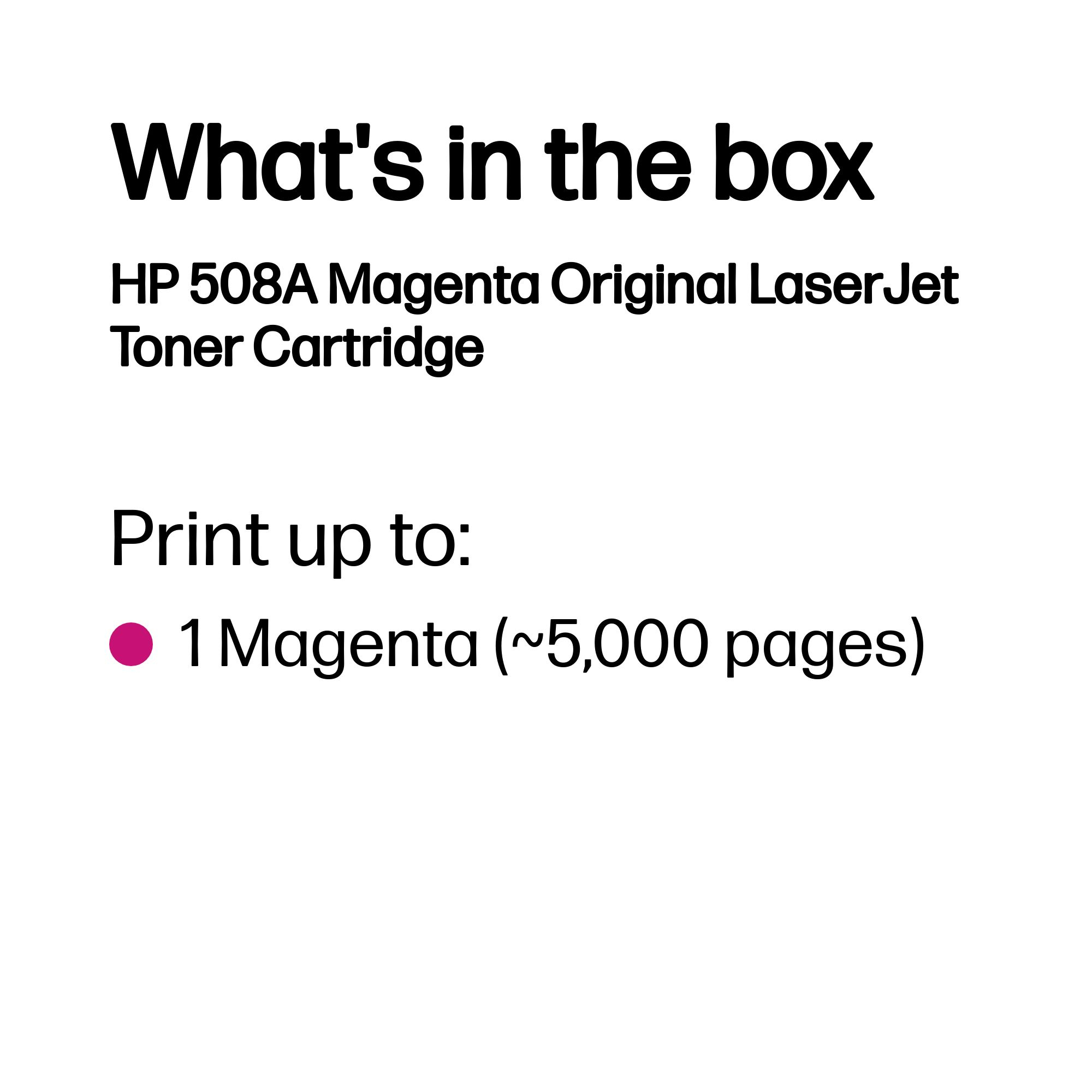 HP CF363A/508A Toner cartridge magenta, 5.000 pages ISO/IEC 19798 for HP CLJ M 552