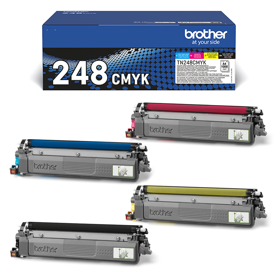 Brother TN-248CMYK Toner MultiPack Bk,C,M,Y, 4x1.000 pages ISO/IEC 19752 Pack=4 for Brother DCP-L 3500/HL-L 8200