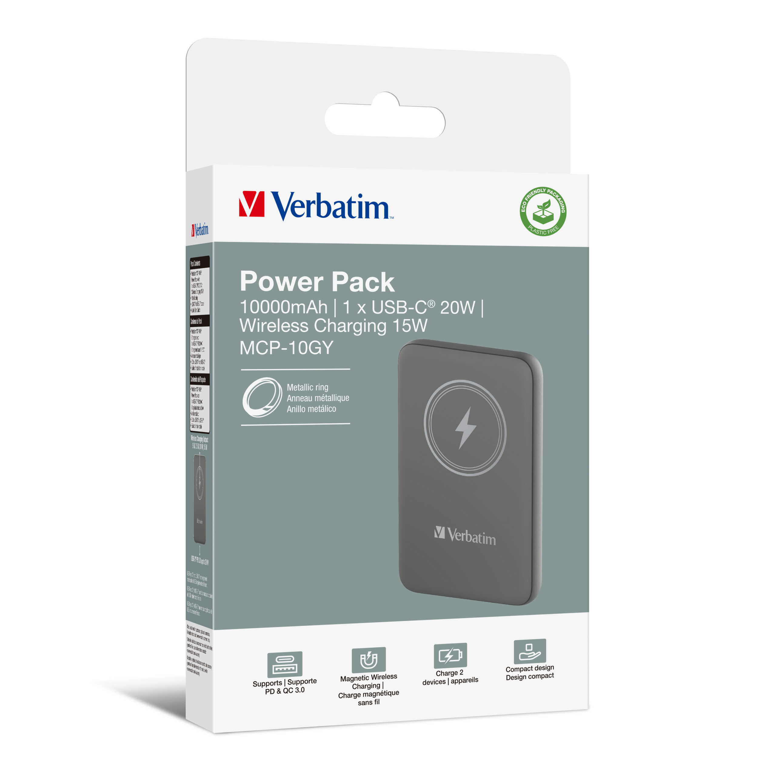 Verbatim Charge ´n´ Go Magnetic Wireless Power Bank 10000mAh Grey