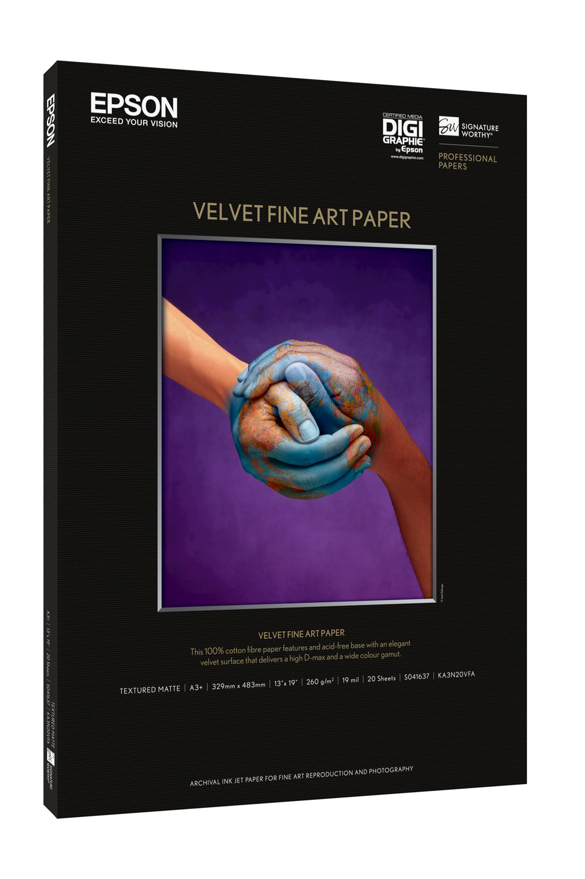 Epson C13S041637 Paper Velvet fine 20 sheet DIN A3+ 260g/m² for InkJet
