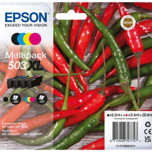 Epson C13T09R64010/503XL Ink cartridge multi pack Bk,C,M,Y high-capacity 550pg + 3x470pg Pack=4 for Epson XP-5200