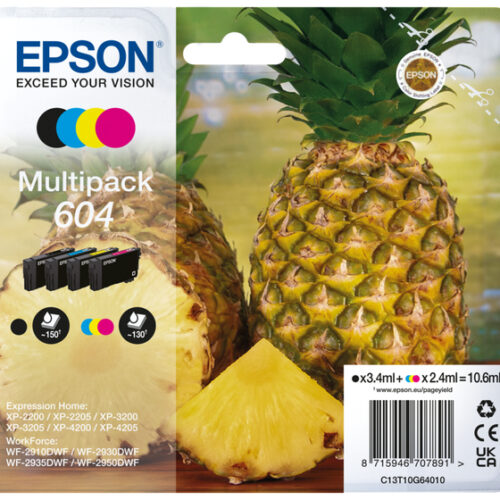 Epson C13T10G64010/604 Ink cartridge multi pack Bk,C,M,Y 150pg + 3x130pg Pack=4 for Epson XP-2200