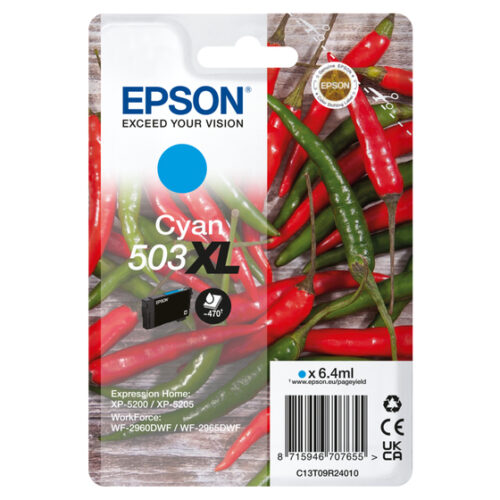 Epson C13T09R24010/503XL Ink cartridge cyan high-capacity, 470 pages 6,4ml for Epson XP-5200