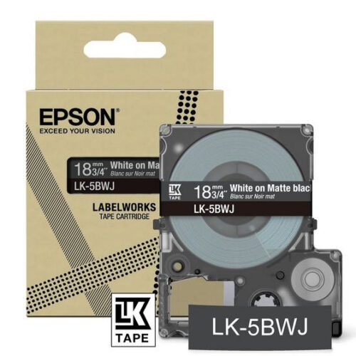 Epson C53S672083/LK-5BWJ DirectLabel-etikettes white on black matt 18mm x 8m for Epson LabelWorks LW-C 410/610