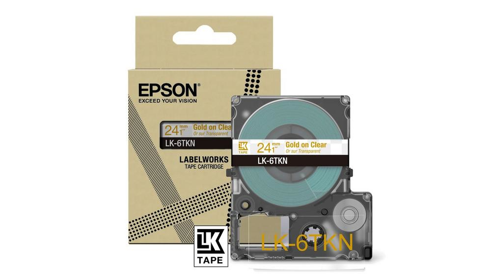 103428841_0087271431 Epson C53S672098/LK-6TKN DirectLabel-etikettes gold on Transparent 24mm x 8m for Epson LabelWorks LW-C 610