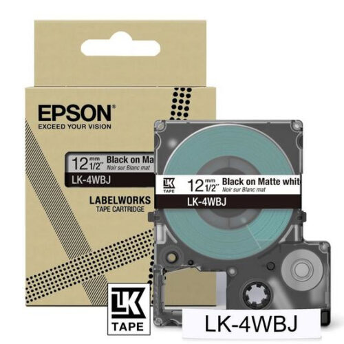 Epson C53S672062/LK-4WBJ DirectLabel-etikettes black on white matt 12mm x 8m for Epson LabelWorks LW-C 410/610