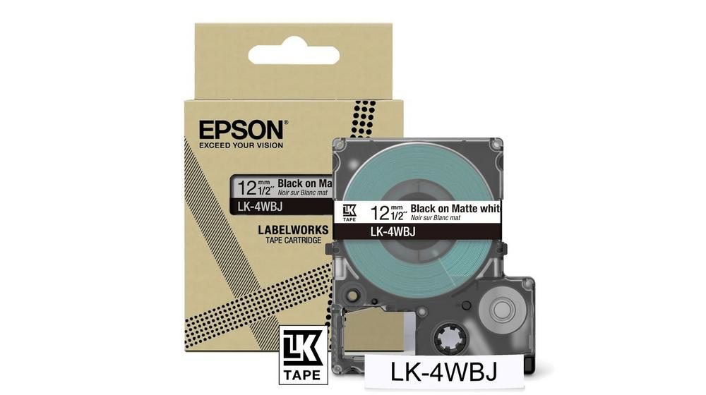 Epson C53S672062/LK-4WBJ DirectLabel-etikettes black on white matt 12mm x 8m for Epson LabelWorks LW-C 410/610