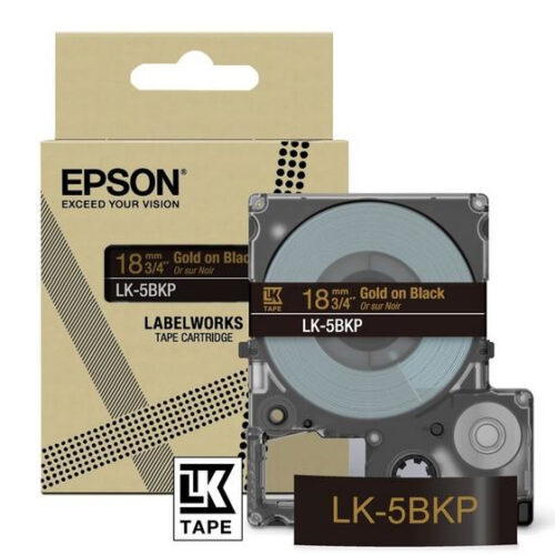 Epson C53S672095/LK-5BKP DirectLabel-etikettes gold on black 18mm x 8m for Epson LabelWorks LW-C 410/610