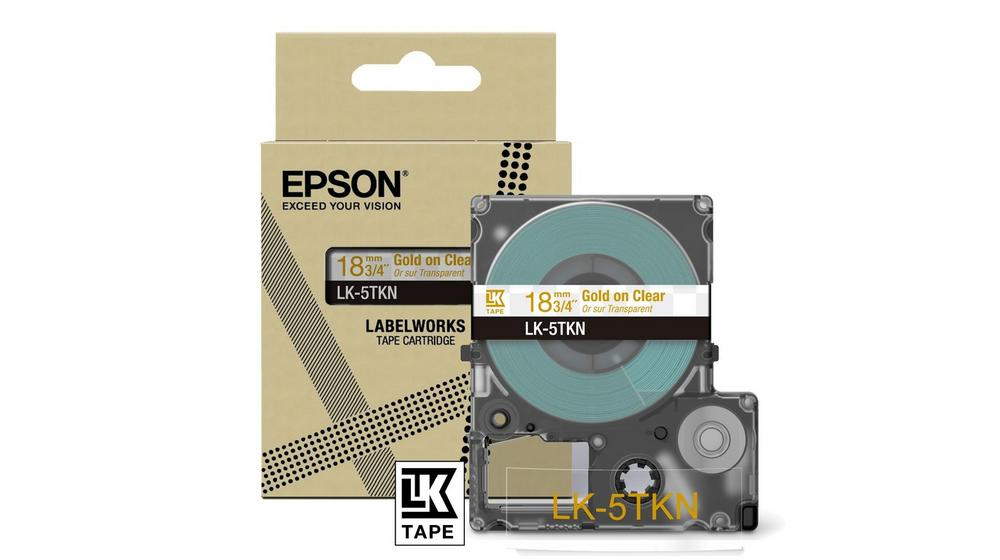 Epson C53S672097/LK-5TKN DirectLabel-etikettes gold on Transparent 18mm x 8m for Epson LabelWorks LW-C 410/610