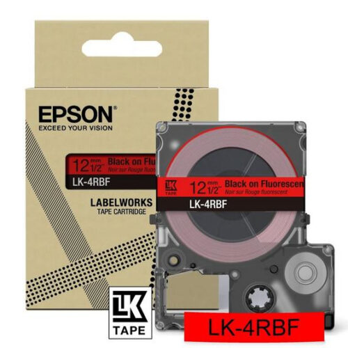Epson C53S672099/LK-4RBF DirectLabel-etikettes black on red fluorescent 12mm x 8m for Epson LabelWorks LW-C 410/610