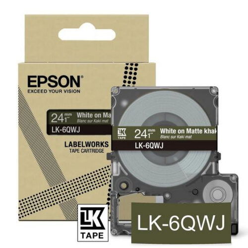 Epson C53S672090/LK-6QWJ DirectLabel-etikettes white on brown Khaki 24mm x 8m for Epson LabelWorks LW-C 610