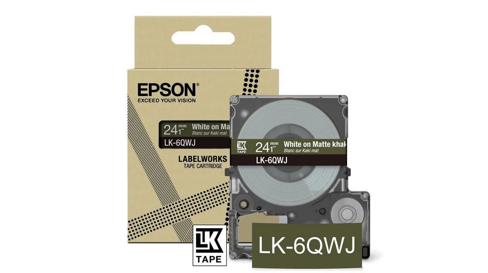 Epson C53S672090/LK-6QWJ DirectLabel-etikettes white on brown Khaki 24mm x 8m for Epson LabelWorks LW-C 610