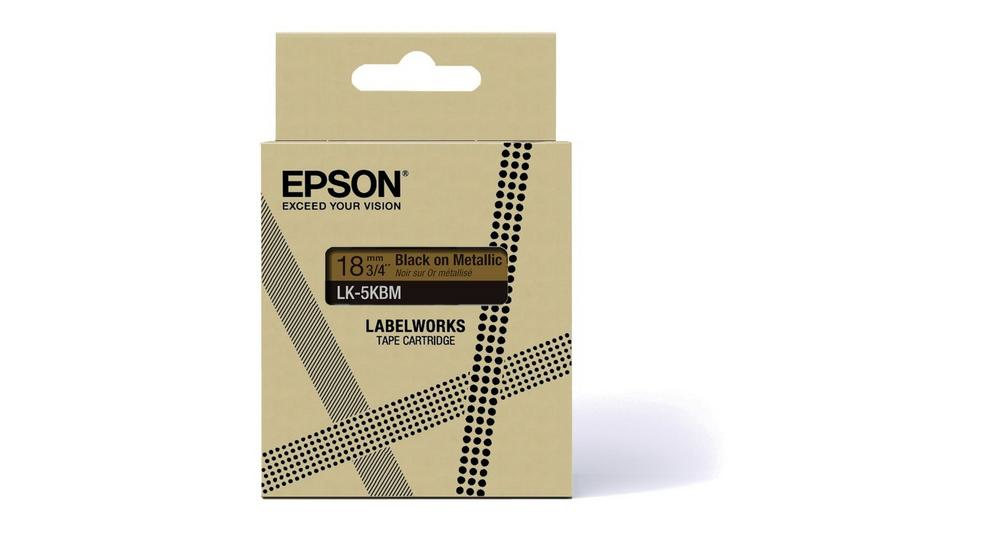 Epson C53S672094/LK-5SBM DirectLabel-etikettes black on silver 18mm x 8m for Epson LabelWorks LW-C 410/610