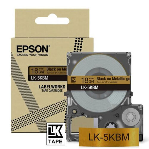 Epson C53S672093/LK-5KBM DirectLabel-etikettes black on gold 18mm x 8m for Epson LabelWorks LW-C 410/610