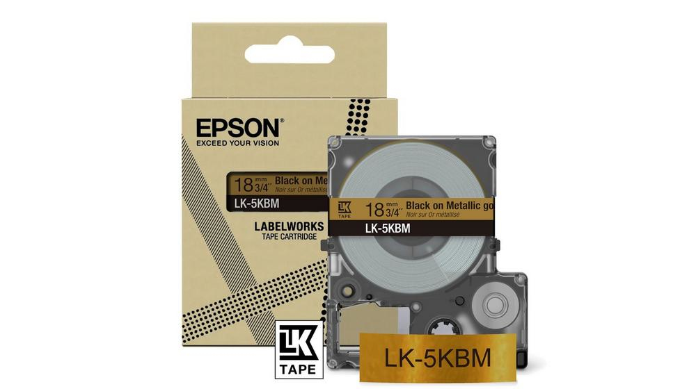Epson C53S672094/LK-5SBM DirectLabel-etikettes black on silver 18mm x 8m for Epson LabelWorks LW-C 410/610