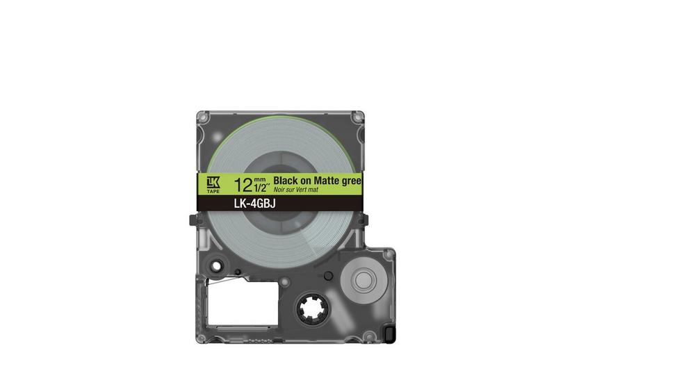 Epson C53S672077/LK-4GBJ DirectLabel-etikettes black on green matt 12mm x 8m for Epson LabelWorks LW-C 410/610