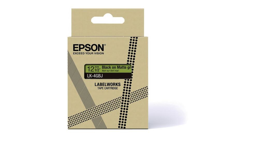 Epson C53S672077/LK-4GBJ DirectLabel-etikettes black on green matt 12mm x 8m for Epson LabelWorks LW-C 410/610