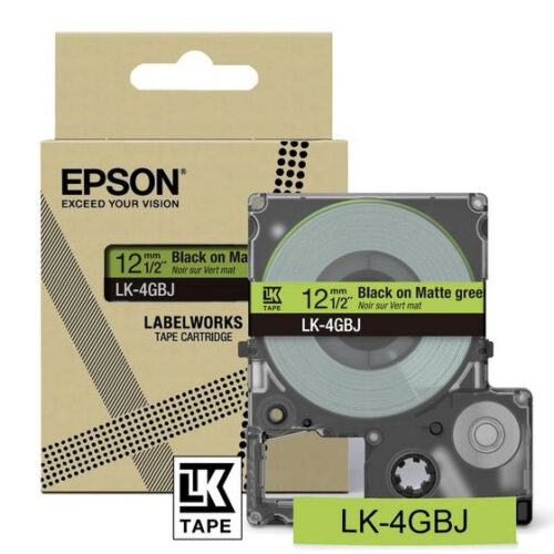 Epson C53S672077/LK-4GBJ DirectLabel-etikettes black on green matt 12mm x 8m for Epson LabelWorks LW-C 410/610