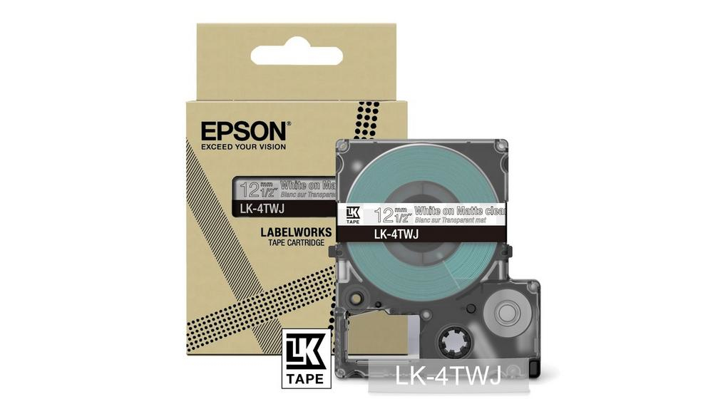 Epson C53S672068/LK-4TWJ DirectLabel-etikettes white on Transparent matt 12mm x 8m for Epson LabelWorks LW-C 410/610