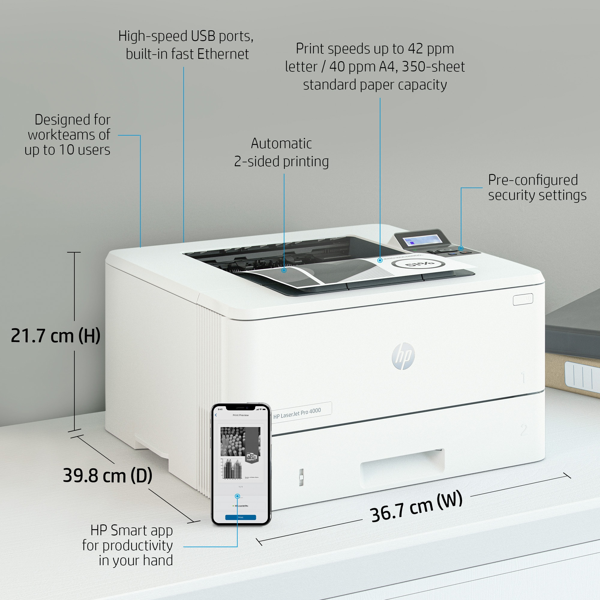 HP LaserJet Pro 4002dne Laserprinter (2Z605E)