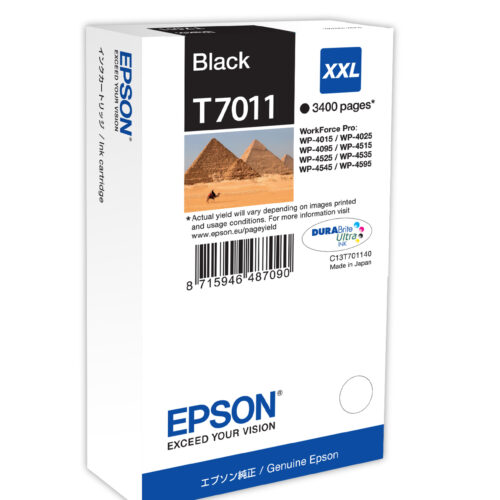 Epson C13T70114010/T7011 Ink cartridge black XXL, 3.400 pages ISO/IEC 24711 63.2ml for Epson WP 4015