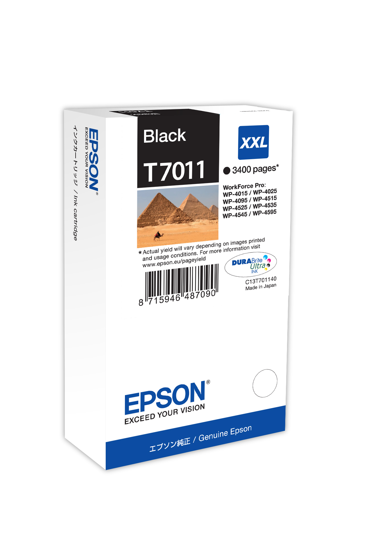 Epson C13T70114010/T7011 Ink cartridge black XXL, 3.400 pages ISO/IEC 24711 63.2ml for Epson WP 4015