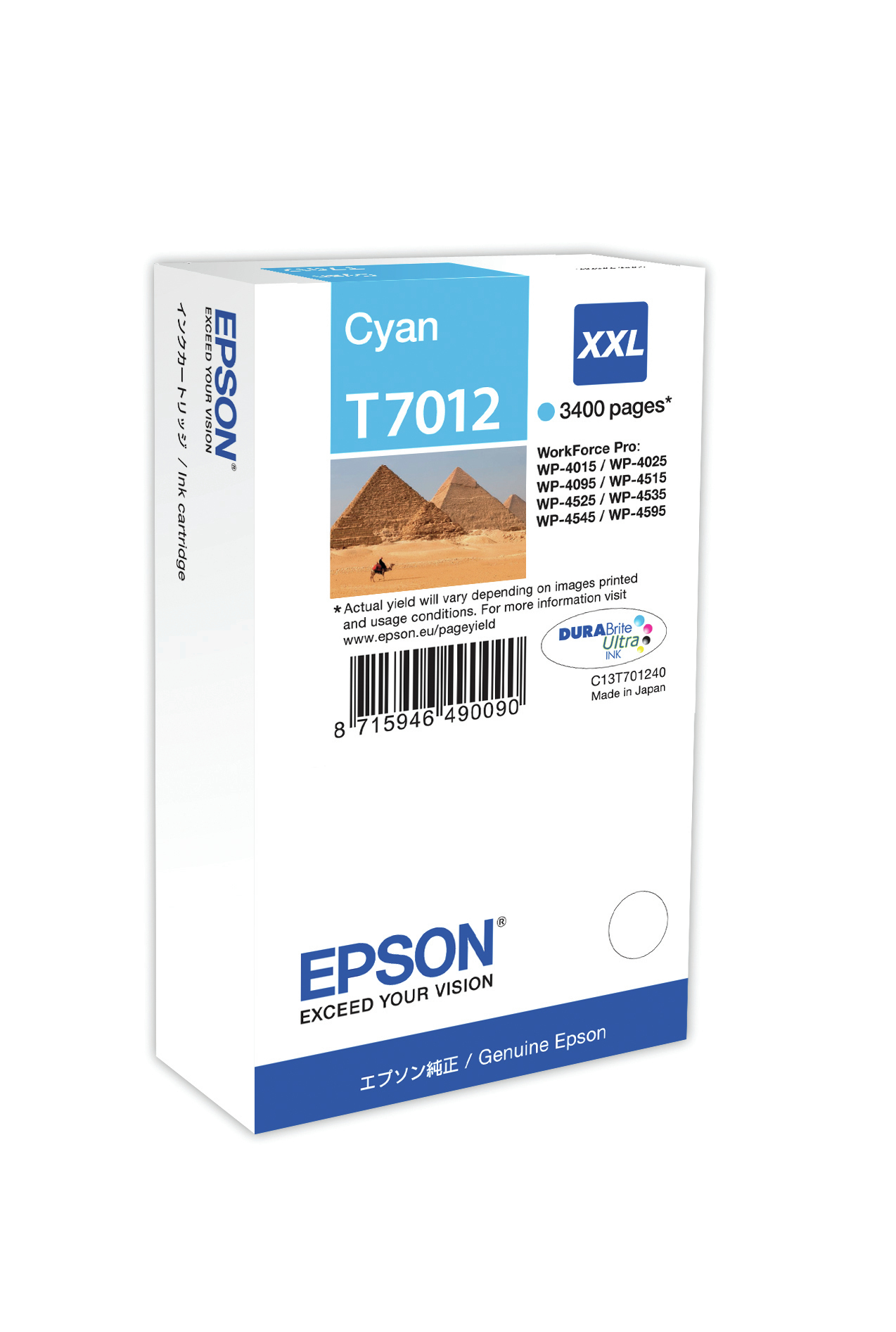 10646759_4198820431 Epson C13T70124010/T7012 Ink cartridge cyan XXL, 3.400 pages ISO/IEC 24711 34.2ml for Epson WP 4015