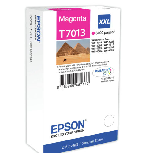 Epson C13T70134010/T7013 Ink cartridge magenta XXL, 3.400 pages ISO/IEC 24711 34,2ml for Epson WP 4015
