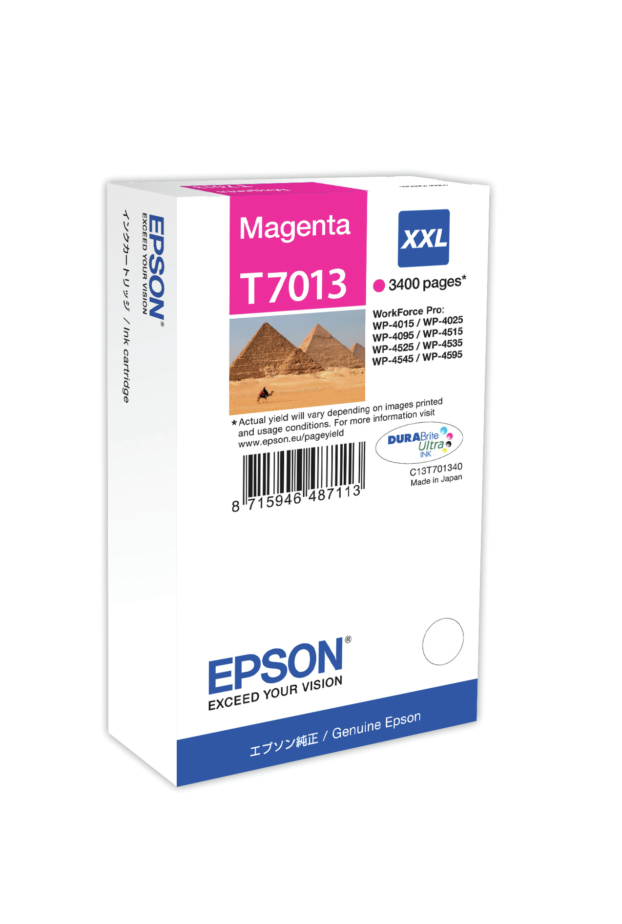 Epson C13T70134010/T7013 Ink cartridge magenta XXL, 3.400 pages ISO/IEC 24711 34,2ml for Epson WP 4015