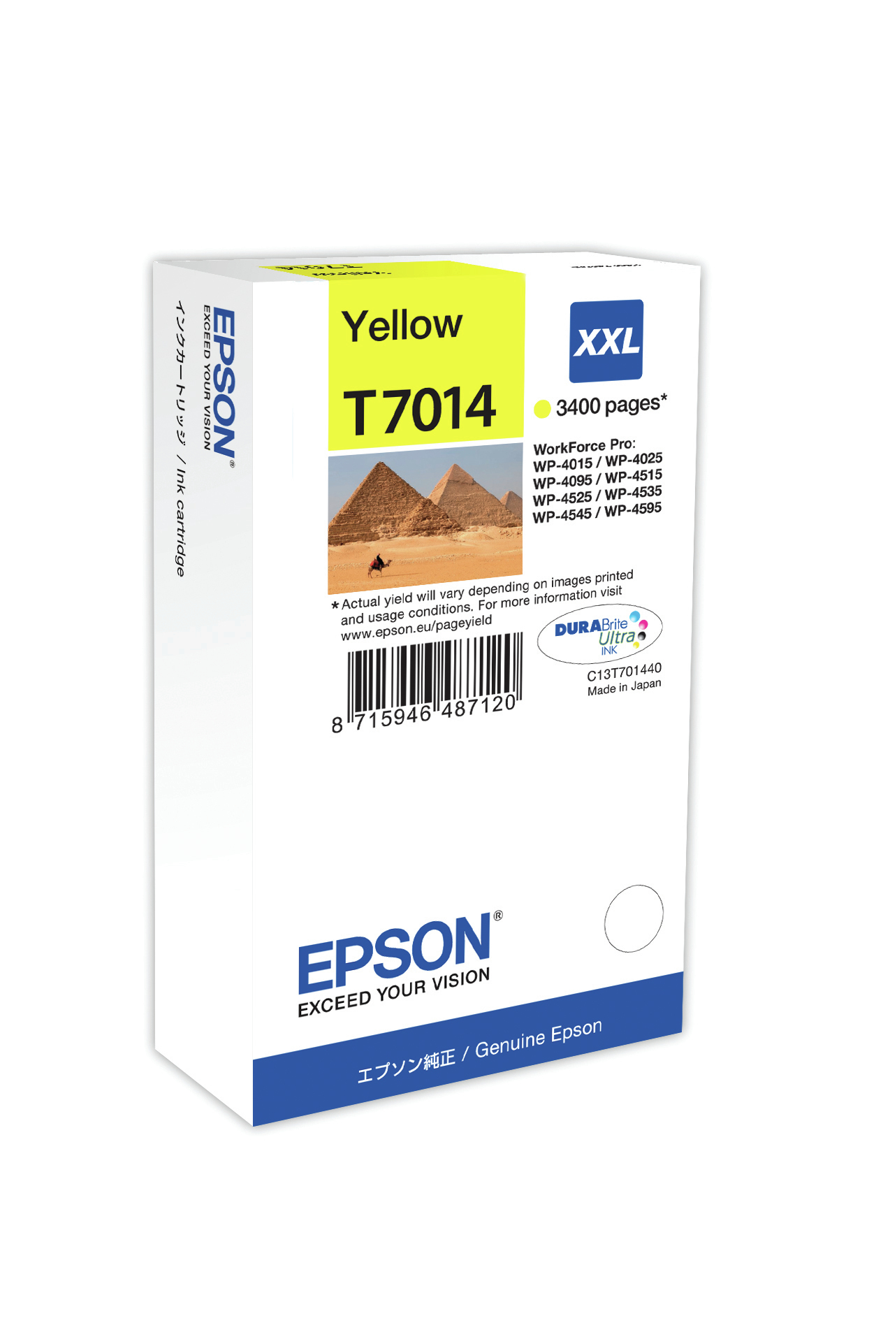 10646761_0574725728 Epson C13T70144010/T7014 Ink cartridge yellow XXL, 3.400 pages ISO/IEC 24711 34.2ml for Epson WP 4015