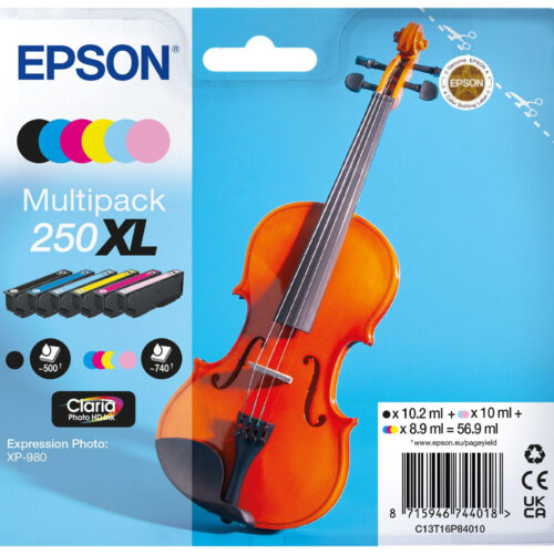 Epson C13T16P84010/250XL Ink cartridge multi pack Bk,C,M,Y,LC,LM high-capacity 10,2ml + 3x8,9ml + 2x10ml Pack=6 for Epson Expression Photo XP-980