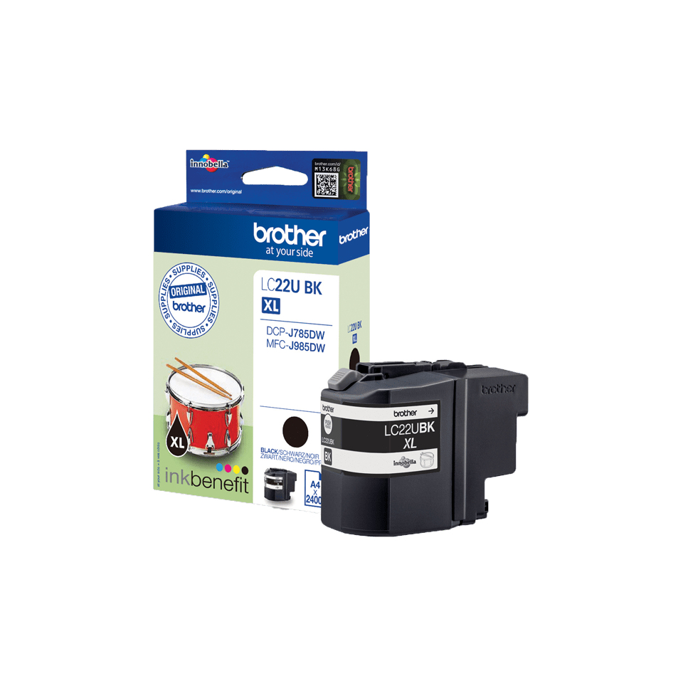 Brother LC-22UBK Ink cartridge black XL, 2.400 pages ISO/IEC 24711 for Brother DCP-J 785