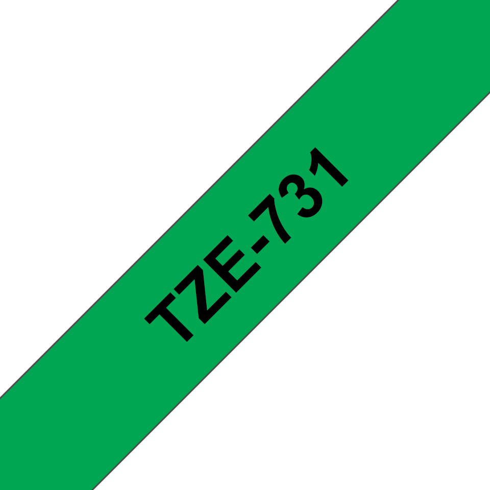 119980e41b48773888d7820d6eee57b6eb15f4cf Brother TZE-731 DirectLabel black on green Laminat 12mm x 8m for Brother P-Touch TZ 3.5-18mm/6-12mm/6-18mm/6-24mm/6-36mm
