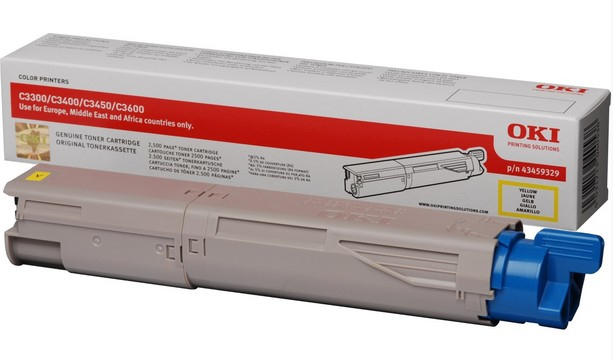 OKI 43459329 Toner yellow, 2.500 pages/5% for OKI C 3300/3400/3450/3600