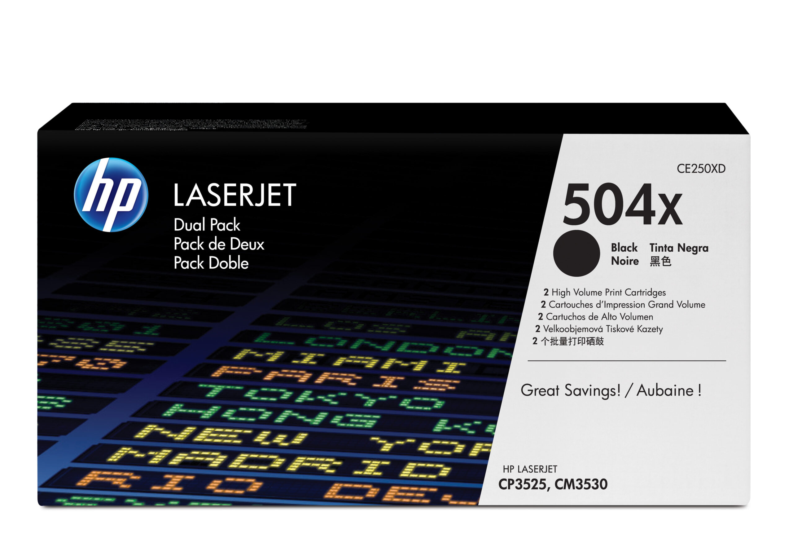 HP CE250XD/504X Toner cartridge black high-capacity twin pack, 2x10.500 pages ISO/IEC 19798 Pack=2 for HP CLJ CP 3525