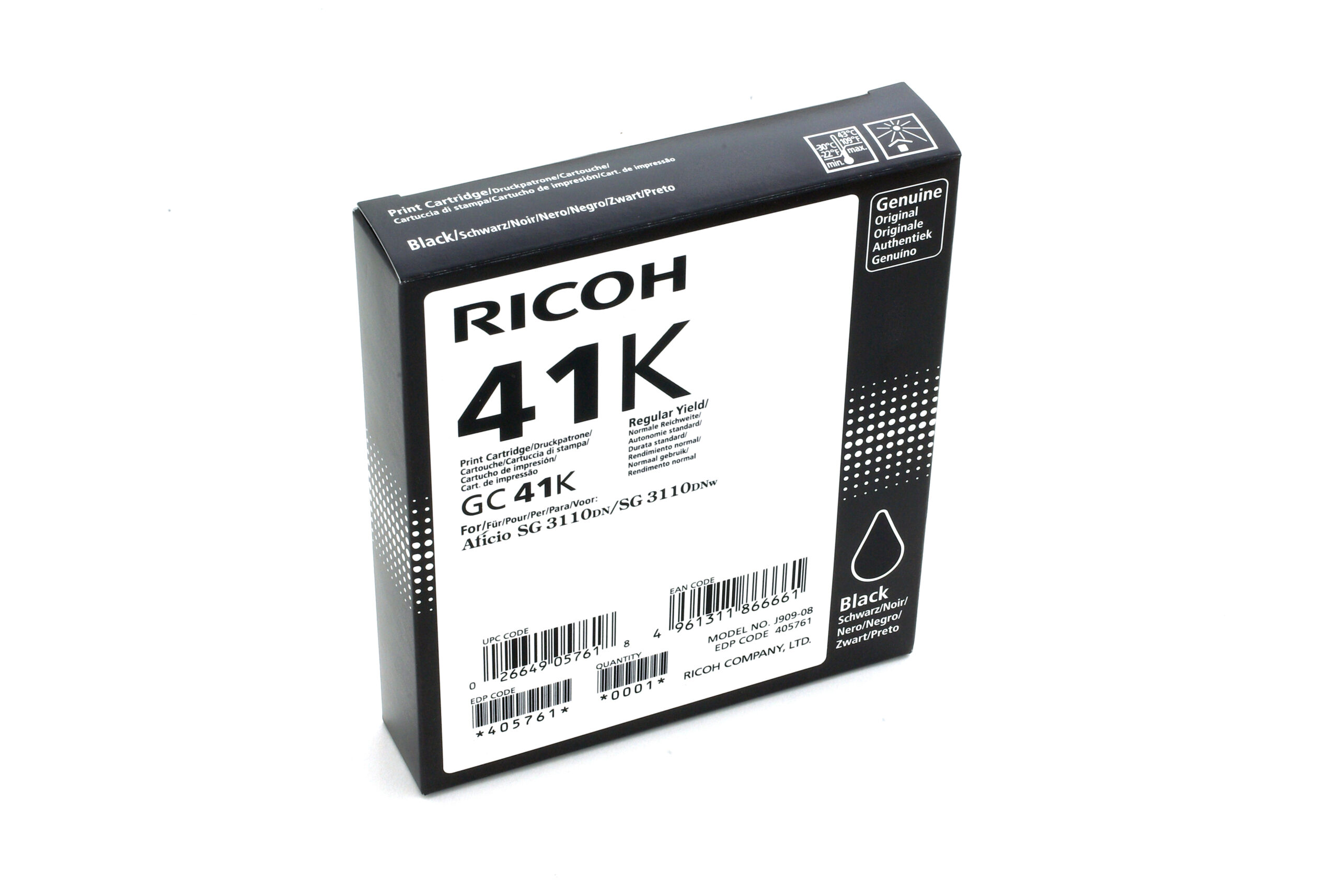 Ricoh 405761/GC-41K Gel cartridge black, 2.500 pages ISO/IEC 24711 for Ricoh Aficio SG 3100/K 3100