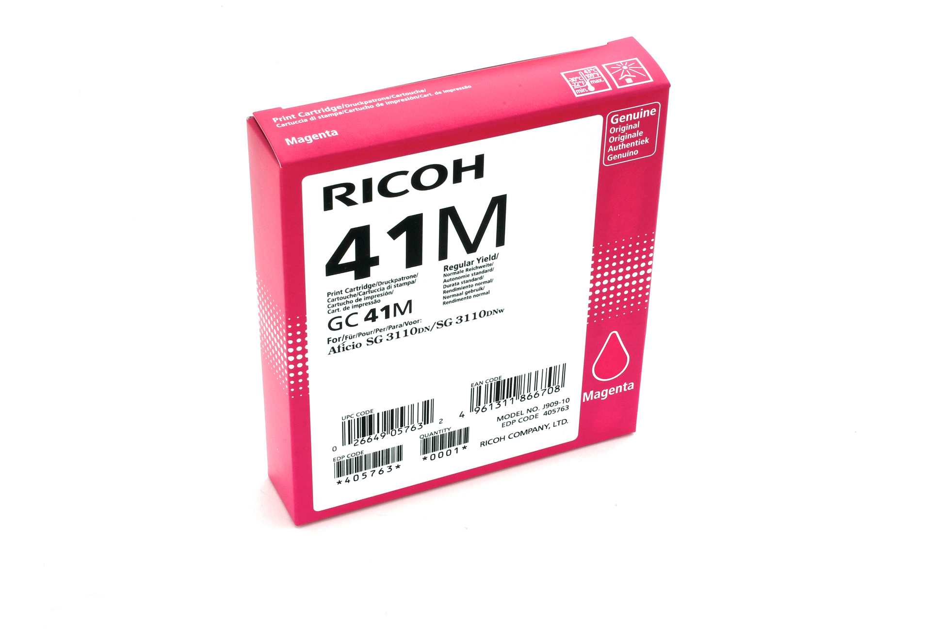 Ricoh 405763/GC-41M Gel cartridge magenta, 2.200 pages ISO/IEC 24711 for Ricoh Aficio SG 3100