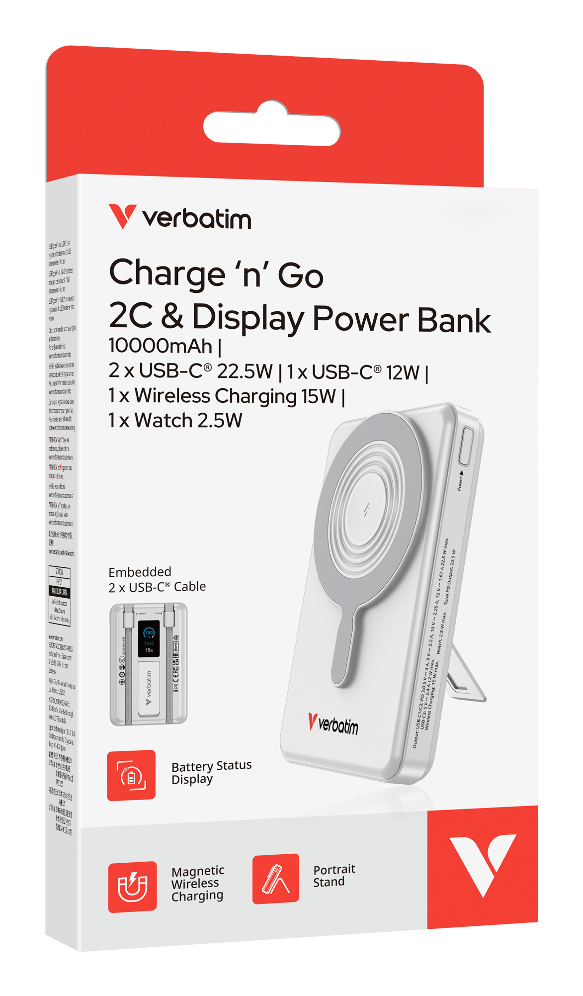 1455eae47b680e3b02071510c67fcb3fac2c08c6 Verbatim Charge´n´Go 2C & Display Power Bank 10000 mAh Silver