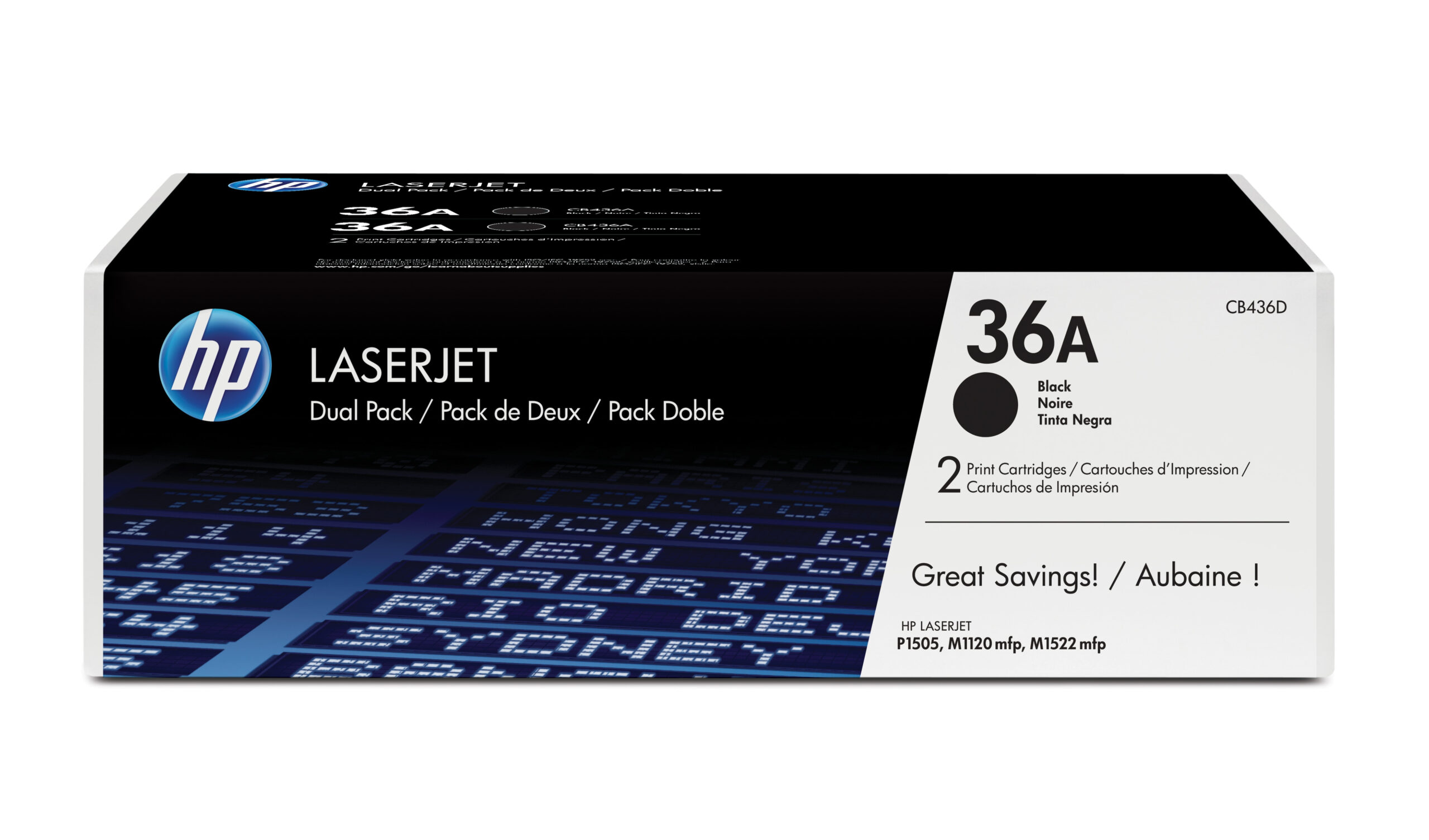 HP CB436AD/36A Toner cartridge black twin pack, 2x2.000 pages/5% Pack=2 for HP LaserJet P 1505
