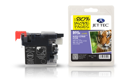 Jet Tec 137B098501/B95B Ink cartridge black, 2.200 pages 9ml (replaces Brother LC985BK) for Brother DCP-J 125