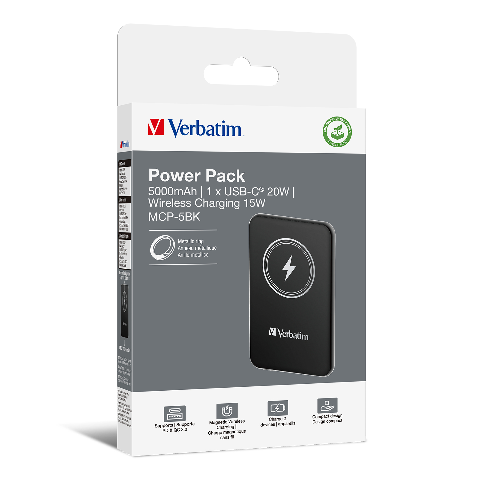 Verbatim Charge ´n´ Go Magnetic Wireless Power Bank 5000mAh Black