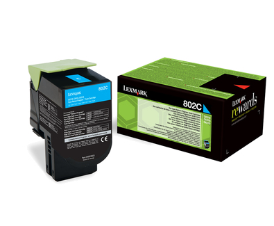 Lexmark 80C20C0/802C Toner-kit cyan return program, 1.000 pages ISO/IEC 19798 for Lexmark CX 310/410/510