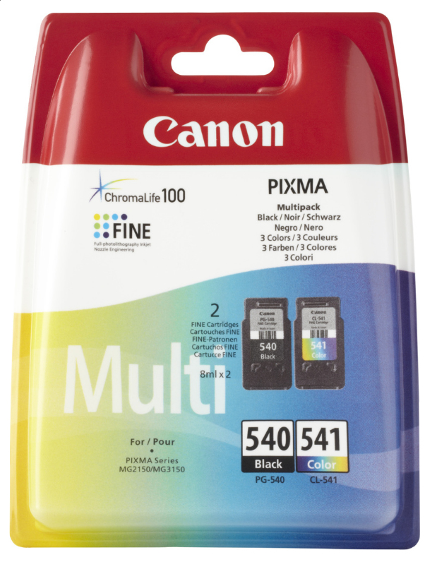Canon 5225B007/PG-540+CL-541 Printhead cartridge multi pack black + color Blister, 2x180 pages 8ml + 8ml Pack=2 for Canon Pixma MG 2150/MX 370