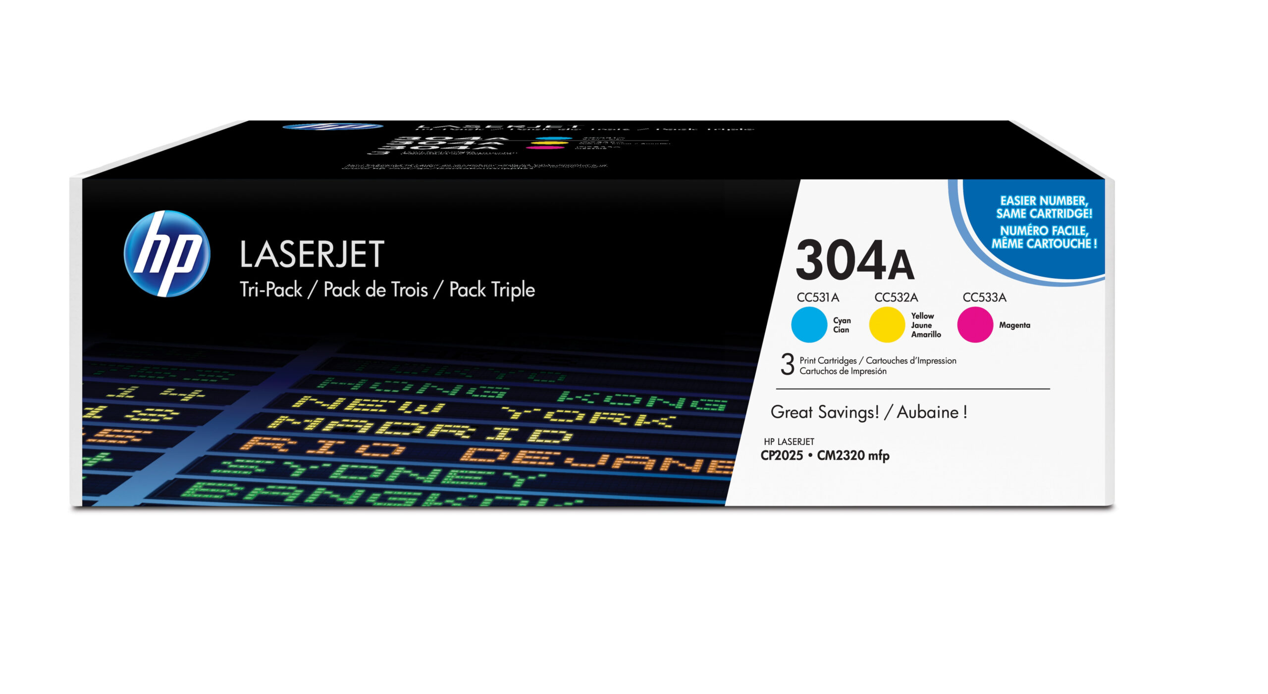 HP CF372AM/304A Toner cartridge MultiPack C,M,Y, 3x2.800 pages ISO/IEC 19798 Pack=3 for HP CLJ CP 2025