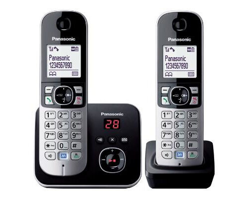 18020845-1101 Panasonic KX-TG6822 DECT telephone Caller ID Black, Silver