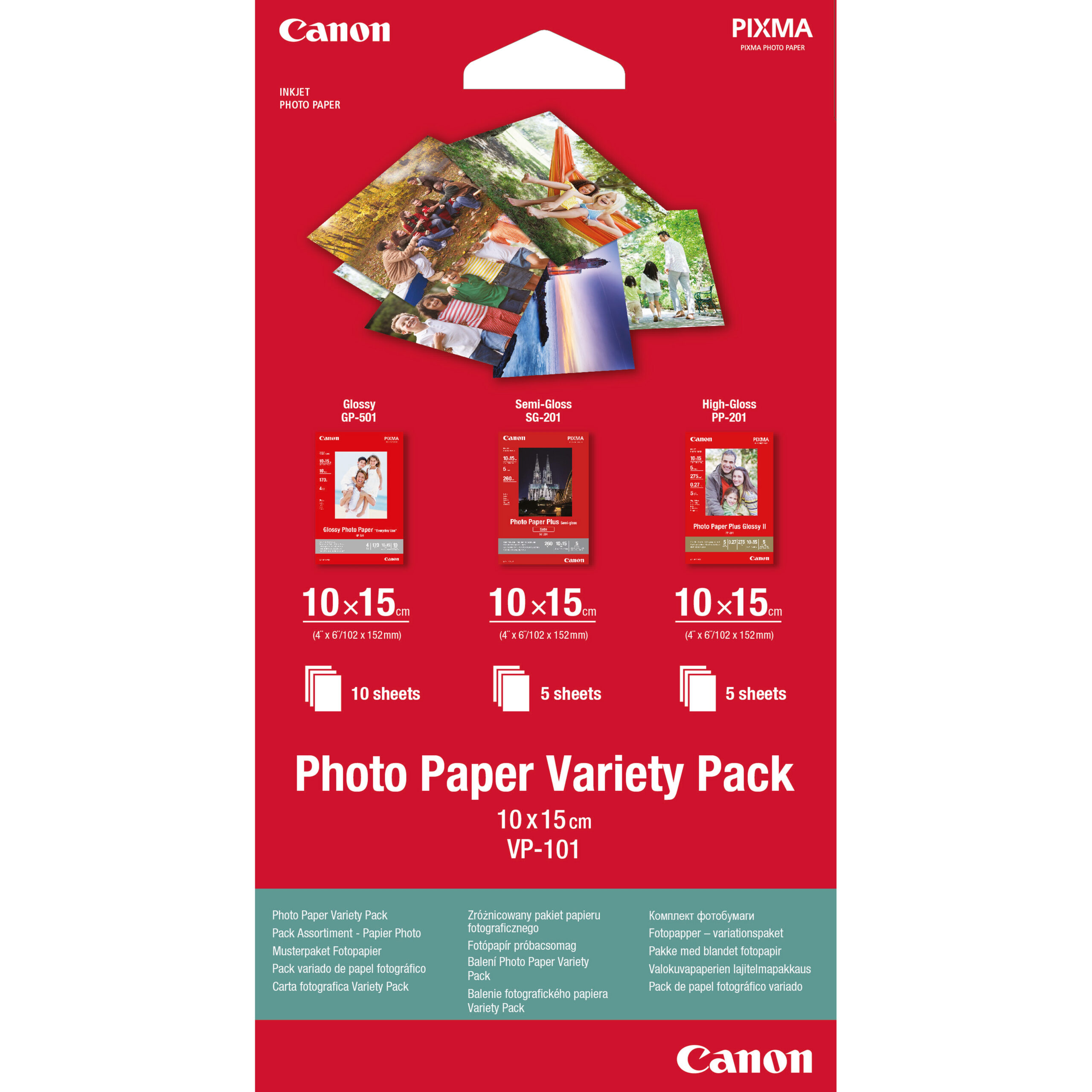 18139231_0535807074 Canon VP-101 Photo Paper Variety Pack 4x6” - 20 Sheets